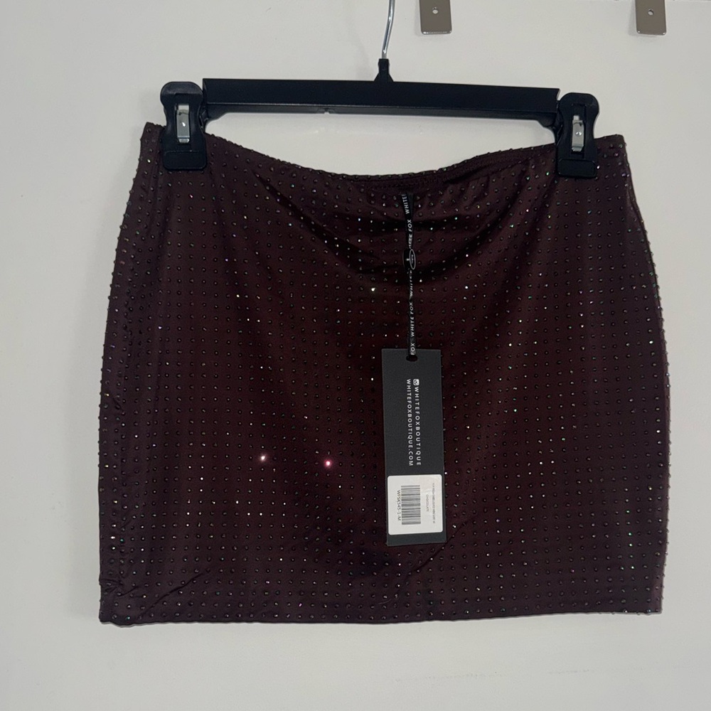 WHITE FOX Pop prism embellished mini skirt in Chocolate